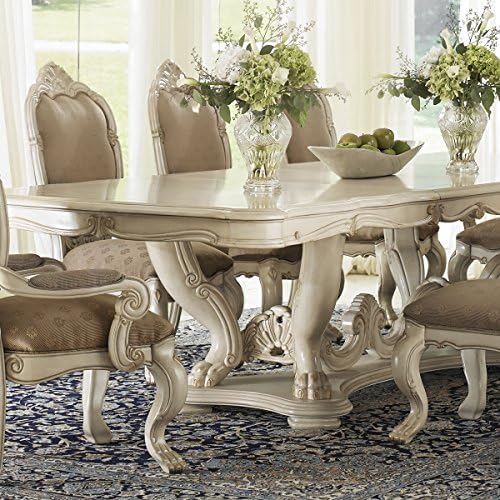 Aico Amini Chateau de Lago Dining Room Furniture Set in Blanc Ivory (11 PC Set)