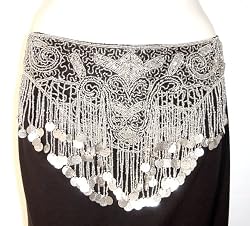 Silver Glass Beaded Belt with Coins