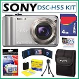 Sony DSC-H55 DSCH55 Cyber-shot® DSC-H55 14.1MP Digital Camera with G-Lens 10x Wide Angle Optical Zoom with SteadyShot Image Stabilization and 3.0 inch LCD in Silver + 4GB Accessory Kit