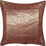 ShalinCraft Pillow Cases India Style Home Interior Xmas Gift Ideas Silk Fabric 16x16 inches (bcbr210)