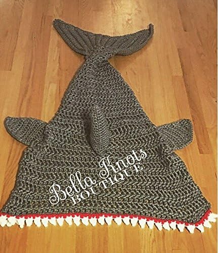 Handmade Shark Blanket, Crochet Shark Blanket, Child Shark Blanket