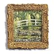 Water Lilies and Japanese Bridge - Gold Frame Magnet with pop-out easel (2-3/4" x 2-1/2")