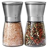 ONE DAY SALE - Salt and Pepper Grinder Set for Professional Chef | Best New Improved Brushed Stainless Steel Mill with Special Mark | Ceramic Blades | Adjustable Coarseness | 100% Money Back Guarantee