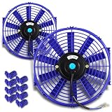 2 x Universal 10 12V blue Slim Push Pull Radiator Fan by HK5