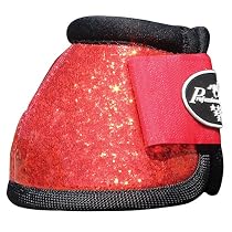 PROFESSIONALS CHOICE EQUINE SECURE FIT HOOF OVERREACH BELL BOOTS GLITTER ALL COLORS & SIZES (Red Glitter, Large)
