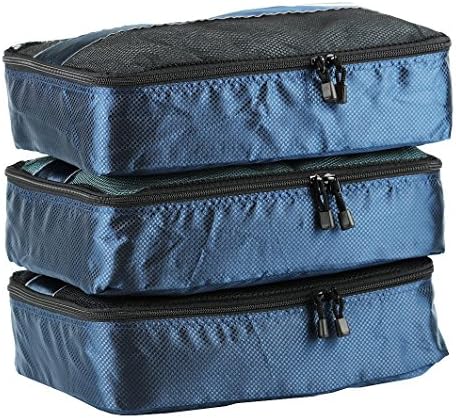 Packing Cubes 3pc Medium Value Set (Navy) Ideal For Family Travel &amp; Kids Organizer