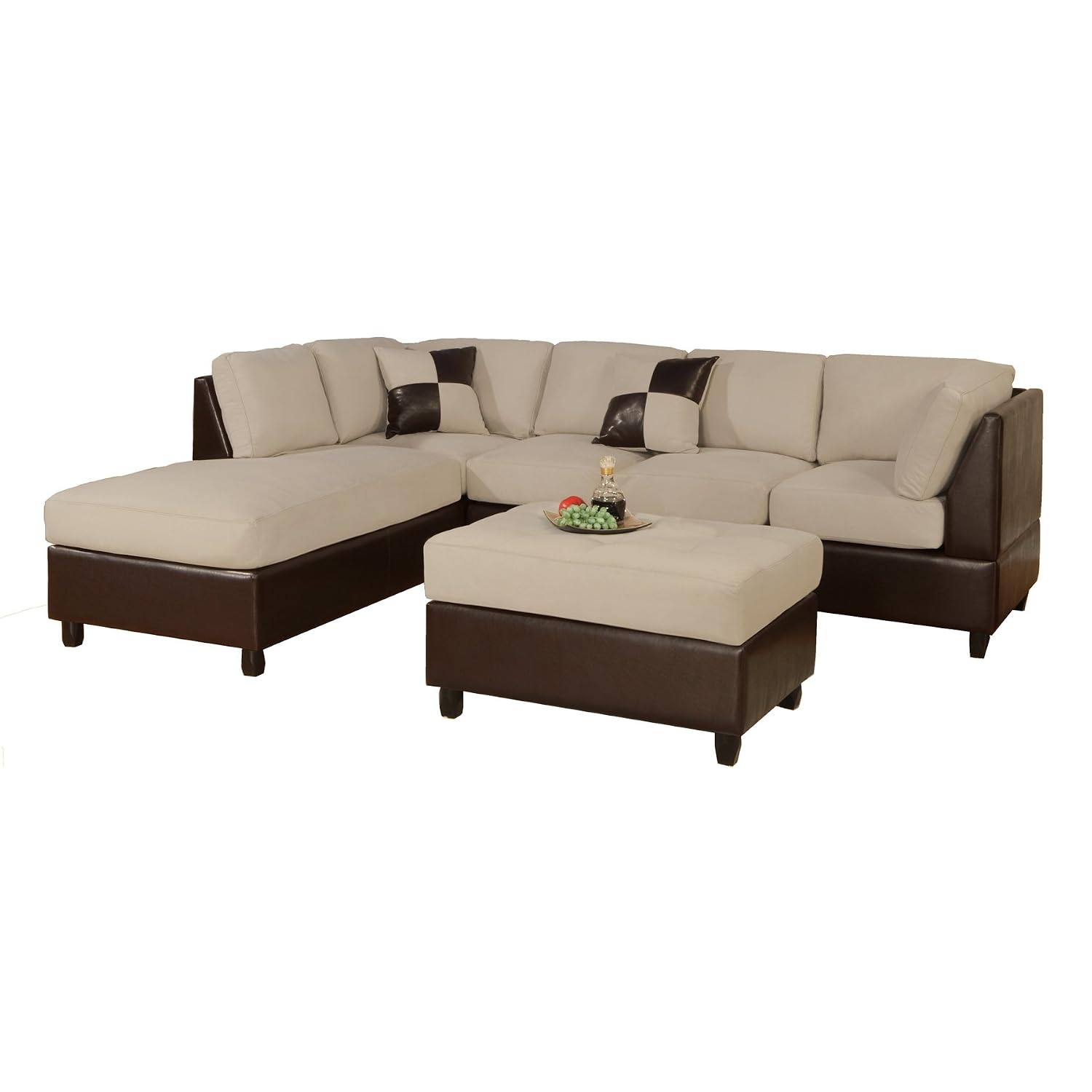 Bobkona Hungtinton Microfiber – Mushroom sofa set