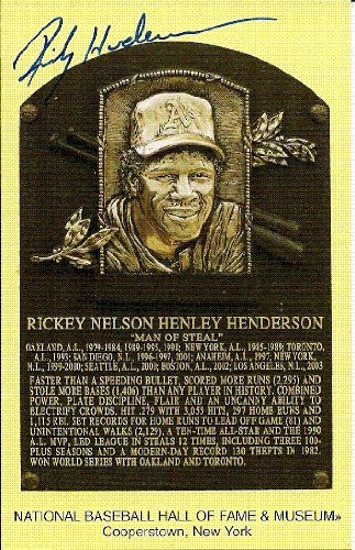 Rickey Henderson Autographed/Hand Signed Hall Of Fame Gold Plaque