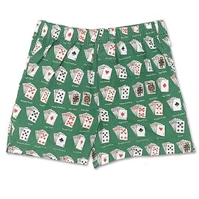 Poker Boxer Shorts for Men – Poker hands printed on a green background