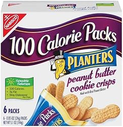 100 Calorie Packs Planters Peanut Butter Cookie Crisps, 6-Count Packs (Pack of 6)