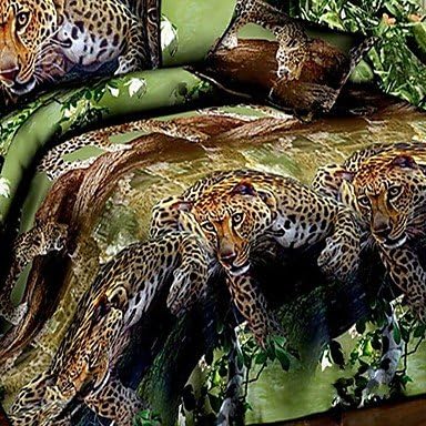 fjl- Four Piece 3D Leopard Animal Pattern Full Duvet Cover Sets , Full
