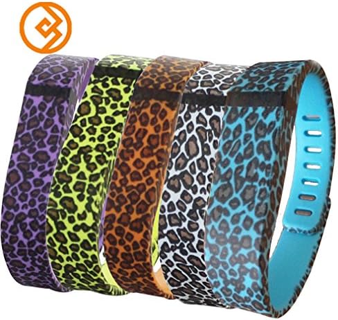 Bandcase New Style Lepoad Set Size Large L or Size Small S Multicolor Leopard Combinational Replacement Bands with Metal Clasps for Fitbit Flex Only No Tracker/ Wireless Activity Bracelet Sport Wristband Fit Bit Flex Bracelet Sport Arm Band Armband