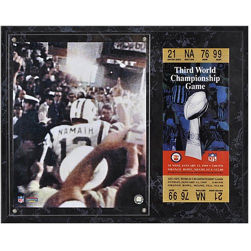Mounted Memories New York Jets Super Bowl III Joe Namath Plaque with Replica Ticket