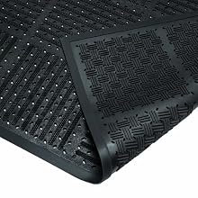 Wearwell Natural Rubber 227 OutFront Reversible Mat, for Outdoor Entrances, 3' Width x 6' Length x 7/16" Thickness, Black