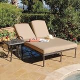 2pc Double Chaise Lounge Chair Set w/ End Table