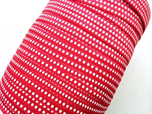 5/8" X 10 Yards of FOE (Fold Over Elastic) Red with White Dots - All the Makings