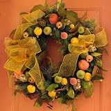 Sugared Fruit Wreath with Designer Bow-WR1006-Door wreath