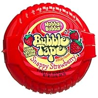 Hubba Bubba Sour Gummi Tape Tape, Snappy Strawberry, 6-Foot Tapes (Pack of 24)