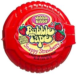 Hubba Bubba Sour Gummi Tape Tape, Snappy Strawberry, 6-Foot Tapes (Pack of 24)