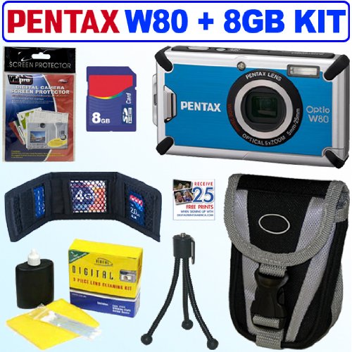 61 AjxpHvCL. SL500  #1. Cheap Pentax Optio W80 Waterproof 12.1MP Digital Camera (Azure Blue) + 8GB Accessory Kit by Pentax