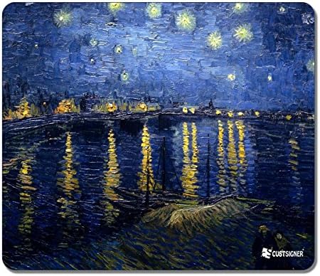CUSTSIGNER® Office Gaming Mouse Pad [12x10x0.13 In] Starry Night Over The Rhone