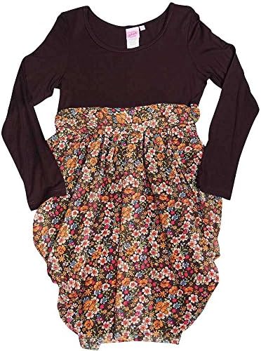 Lipstik Girls - Big Girls Long Sleeve Dress, Brown, Multi 37734-12