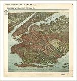 Historic Brooklyn, New York, c. 1908, Bird's Eye View Map, Unframed, S-MU