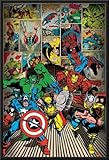 Marvel Comics - Comic Collage 24x36 Wood Framed Poster Art Print (Here Come The Heroes)