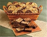 Geoff & Drew's Fancy Wicker Gift Basket - 24 Assorted Cookies & 16 Assorted Brownies