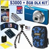 61 E5FQ0JeL. SL160  #>> Nikon Coolpix S3000 12 MP Digital Camera (Blue) + 8GB Deluxe Accessory Kit Reviews