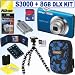 Nikon Coolpix S3000 12 MP Digital Camera (Blue) + 8GB Deluxe Accessory Kit