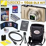 Nikon Coolpix S8100 12.1 MP CMOS Digital Camera (Gold) + 16GB Deluxe Access ....