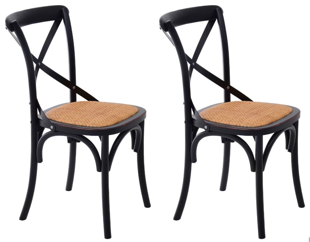 VintageStyle X Back Elm Wood Dining Chair Set of 2 (Black)