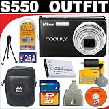 cheap Nikon Coolpix S550 10MP Digital Camera with 5x Optical Zoom (Graphite Black) + Deluxe DB ROTH Accessory Kit