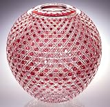 江戸切子 花瓶（八角籠目・毬型・金赤）の画像