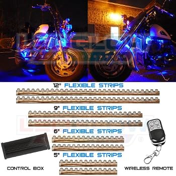 Set A Shopping Price Drop Alert For 8pc Blue LED Flexible Motorcycle Light Kit
