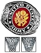 Army Ring - White Rhodium Electroplated Ring with Stone - Army Military Ring - US Army - for Military gear Army Uniform Veteran Ring.