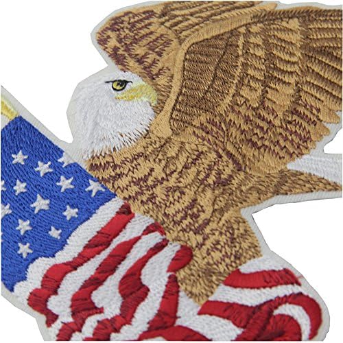 Embird Bald Eagle Embroidered Iron On / Sew On Badge Applique Patch