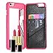 iPhone 6 Plus Case -SpicyQ iPhone 6S Plus Mirror Case, Fashion Luxury Special Mirror Design Wallet Style Card Slot Leather Case Watering Grain Protective Cover for iPhone 6/ 6s Plus (Hot Pink)