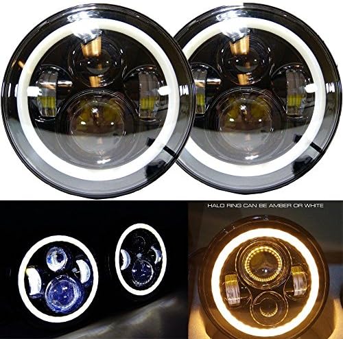 7" CREE LED Headlights Halo Ring Angle Eyes For Jeep 97-2015 Wrangler JK LJ TJ