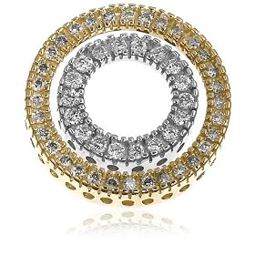 14k Two-Tone Diamond Double Circle Pendant (1/3 cttw, I-J Color, I2-I3 Clarity)
