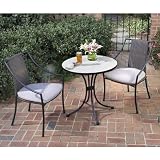 3 Piece Bistro Set With Fishtail Tile Bistro Table And 2 Laguna Slope Arm Chairs