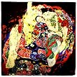 100% Luxurious Charmeuse Silk Gustav Klimt's "Virgins" Hand Rolled Edges Square Scarf Shawl