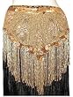 Gold Beaded Shawl/Hip Scarf with Fringe
