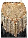 Gold Beaded Shawl/Hip Scarf with Fringe