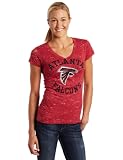NFL Women's Atlanta Falcons Pride Playing II Short Sleeve Deep V-Neck Haze Tee (Bright Cardinal Haze, Medium)