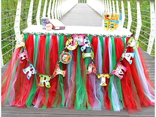 Handmade Tulle Table Skirt for Christmas Holiday Home Decoration! (1 yard, Christmas)