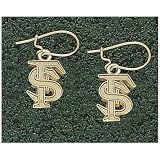 LogoArt Florida State Seminoles 10K Gold Team Font 1/2 Dangle Earrings