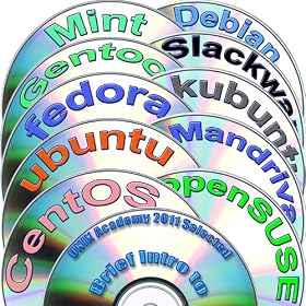 Linux Diversity Collection includes Ubuntu 11.10, Kubuntu 11.10, openSUSE 12.1, Fedora 16, Debian 6, CentOS 6, Mint 11, Gentoo 11, Mandriva 2011 and Slackware 13.37 in 12 DVDs Installation and Reference Set, 32-bit.