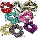 【格安99シリーズ】チェックサテンサテンシュシュ（全8色）【Bホワイト】☆髪飾り通販☆可愛いヘアーアクセサリー